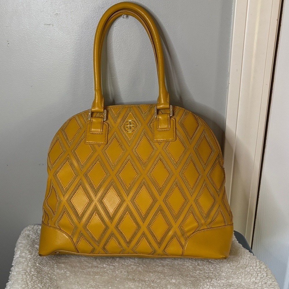 Tory Burch Mustard Diamond Satchel - Picture 1 of 13
